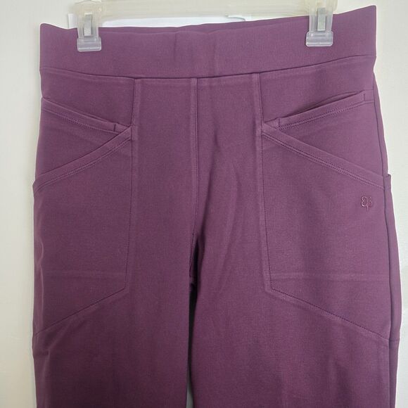 Betabrand Pants Medium Petite Journey Skinny POCKETS Ponte Wine Maroon Burgundy - Picture 2 of 8